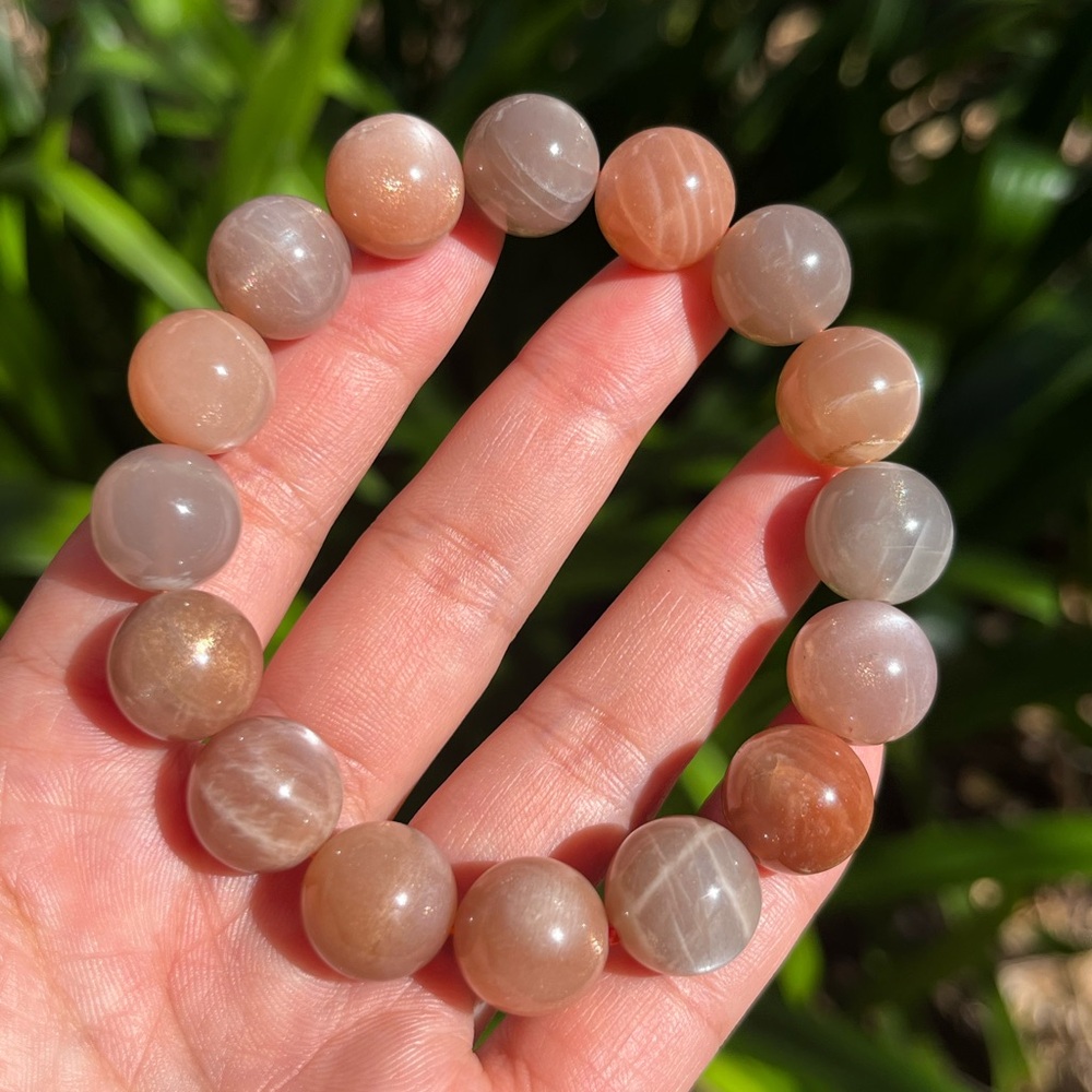14mm chunky multicolored moonstone bracelet